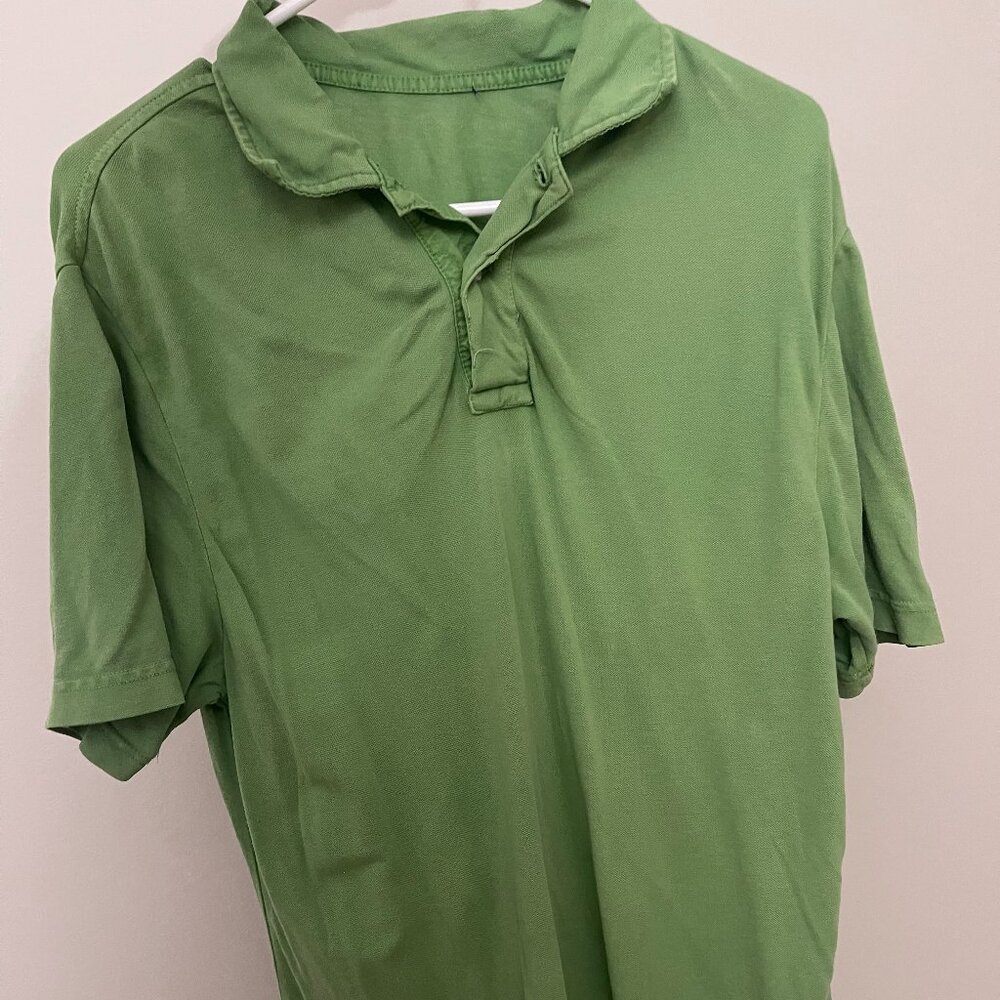 Men's Green Polo Shirt No Size Tag Or Brand Measures As M See Photos